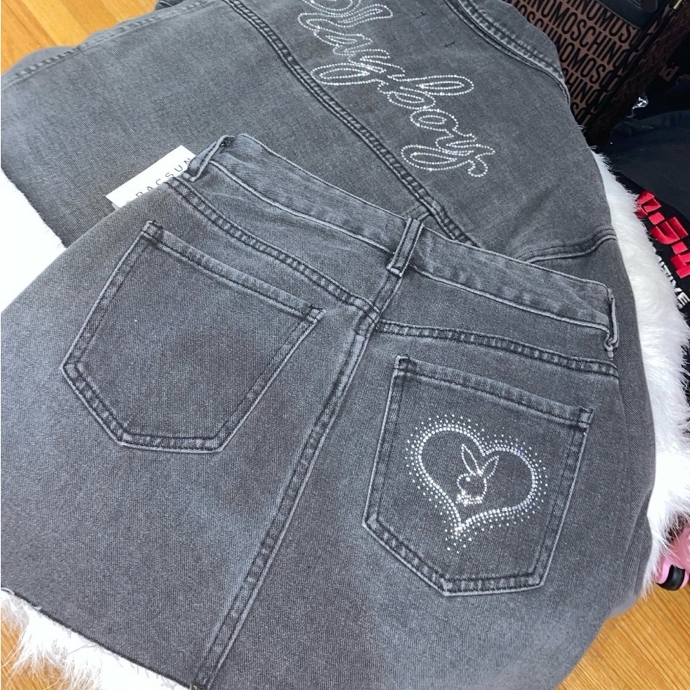 Playboy Skirt Crop Set Small 25 NEW Rhinestone Set